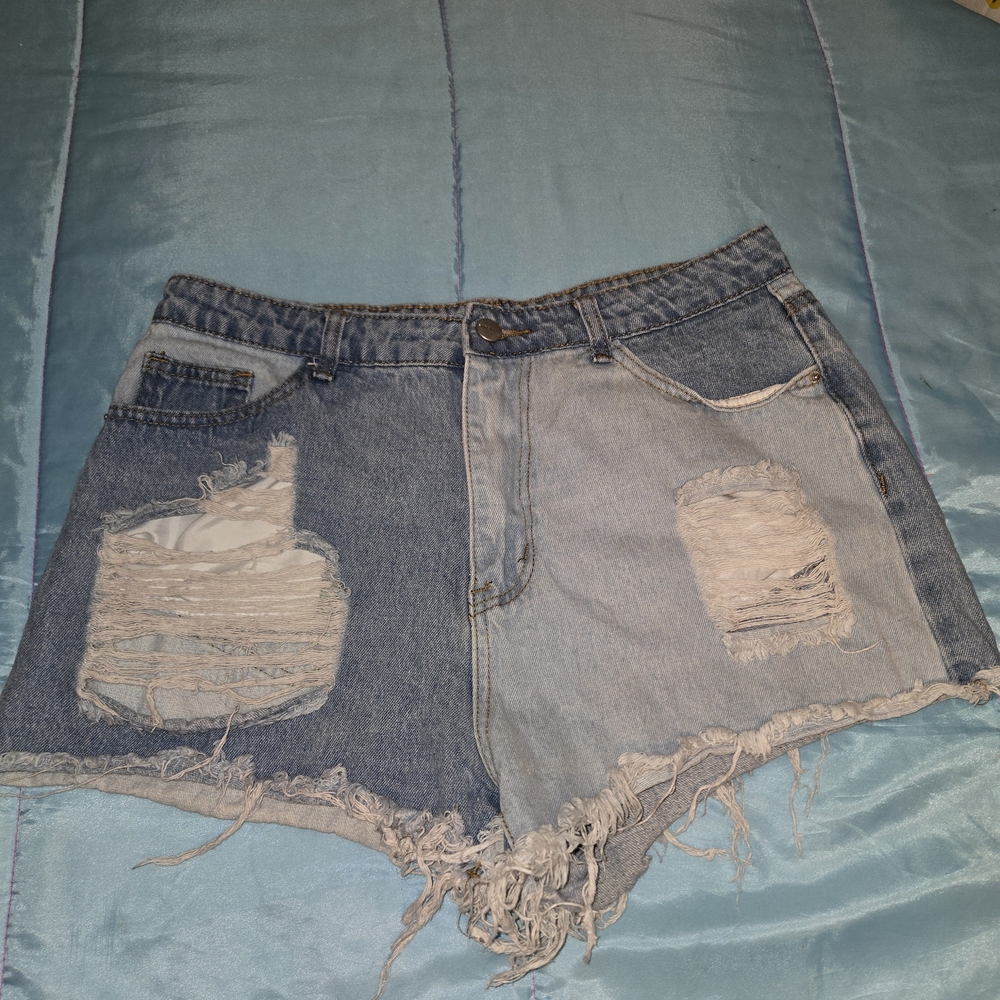 Shein SzL Mixed Colored Daisy Duke Jean Shorts City Grunge Streetwear #243